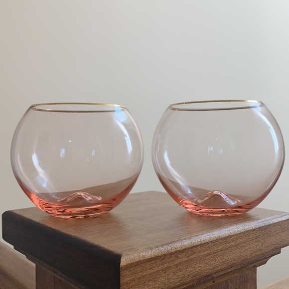 Set/ 2 Anthropologie Stemless Wine Glasses - Picture 3 of 6